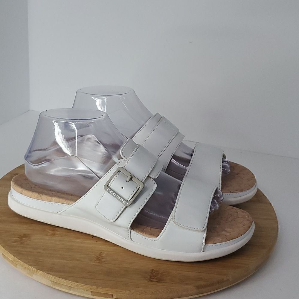 Cloudsteppers by Clarks Women's Step June Tide Slide White Sandal Size 9W